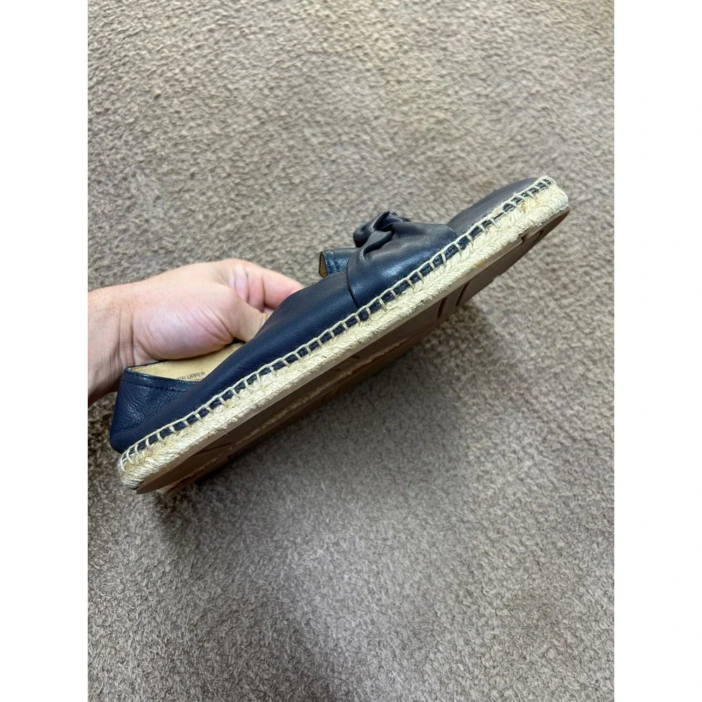 Talbots Navy Blue Leather Knot Espadrille Flats Shoes Womens 9M